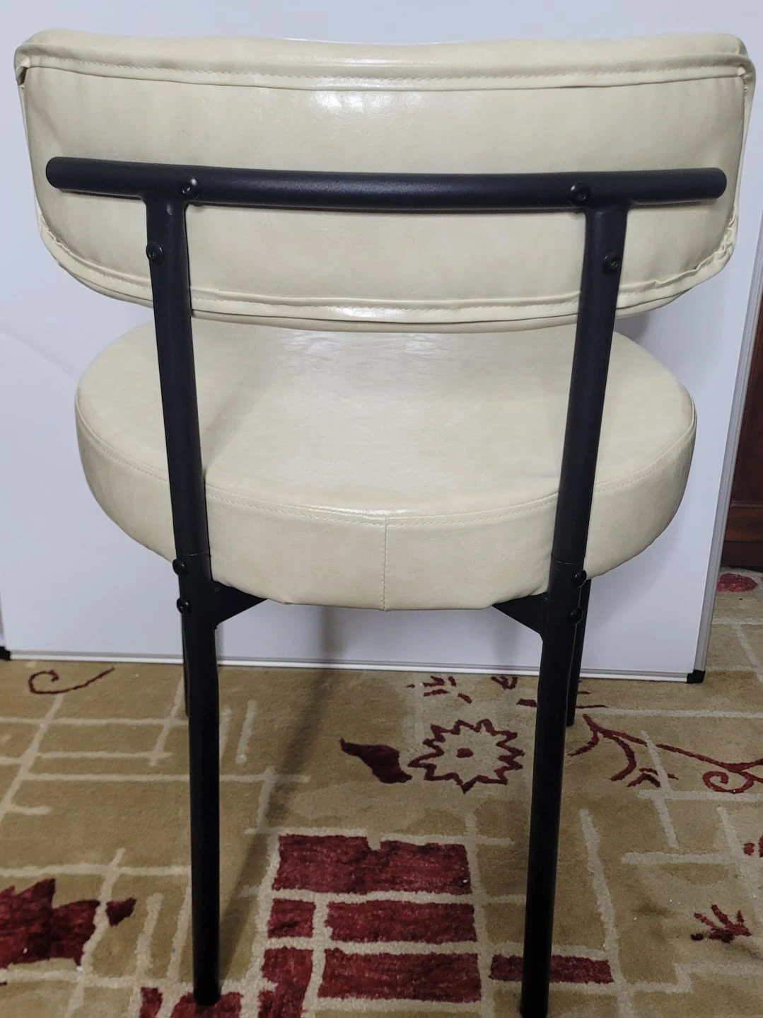 Cream and Black Metal Accent Chair - photo 2