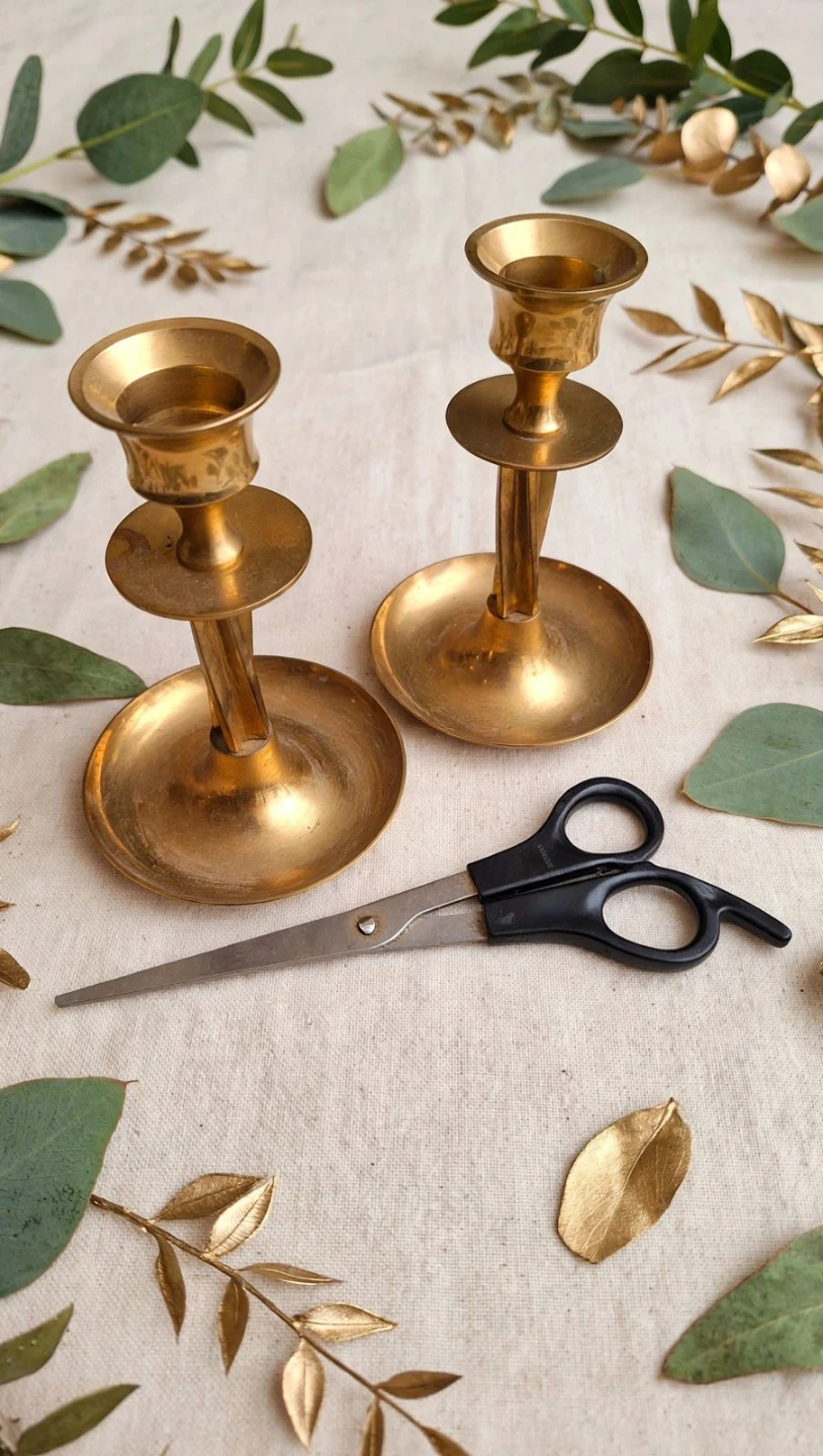 Pair of Vintage Brass Candle Holders - photo 2