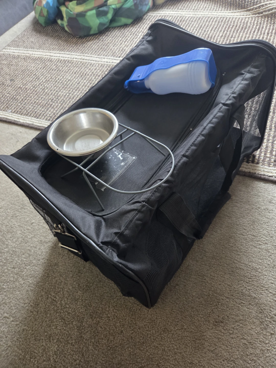 Black Pet Travel Carrier with Accessories
