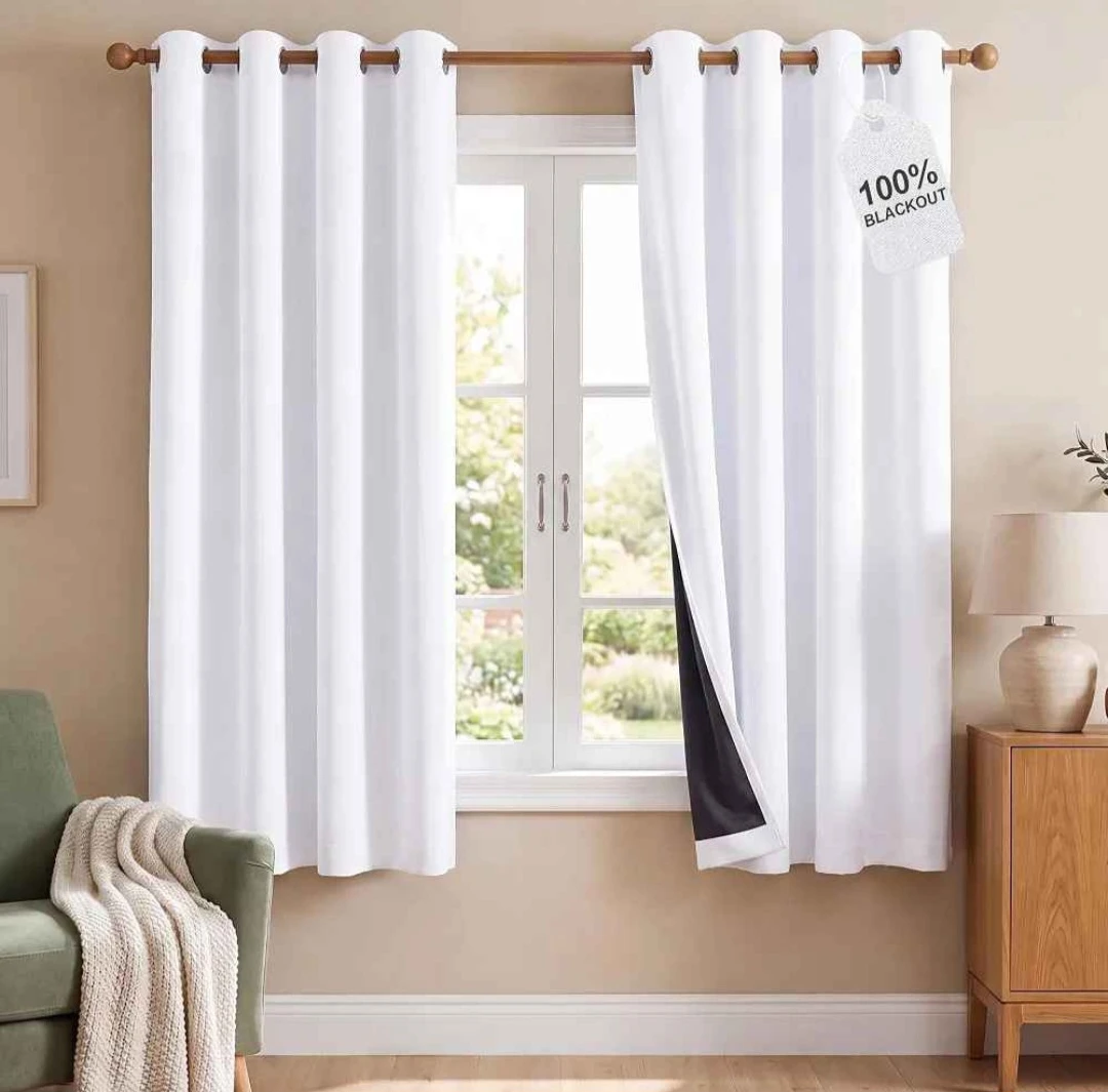 White 100% Blackout Curtains (4 panels) - photo 3