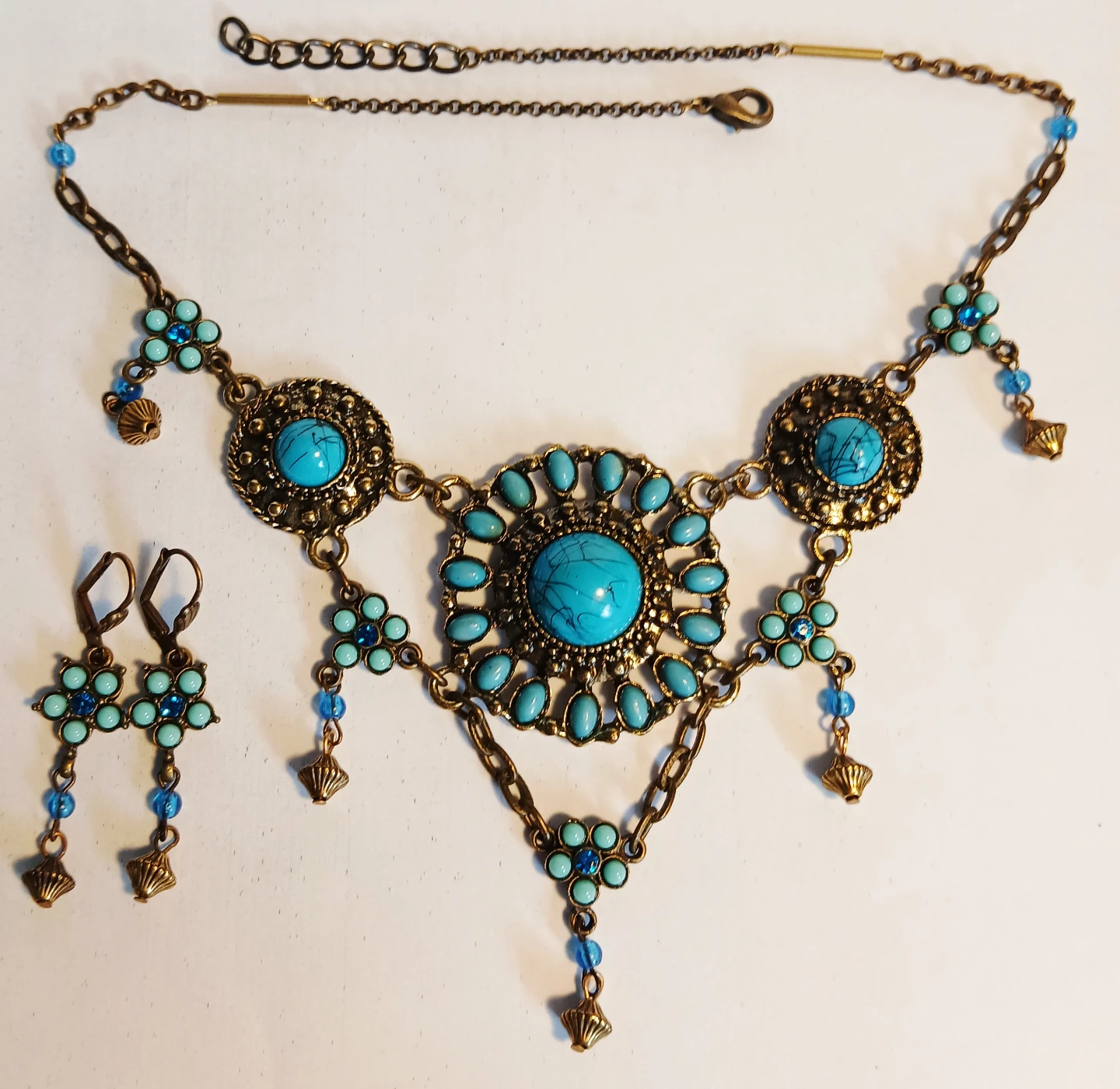 Turquoise-Style Necklace and Earring Set - photo 5