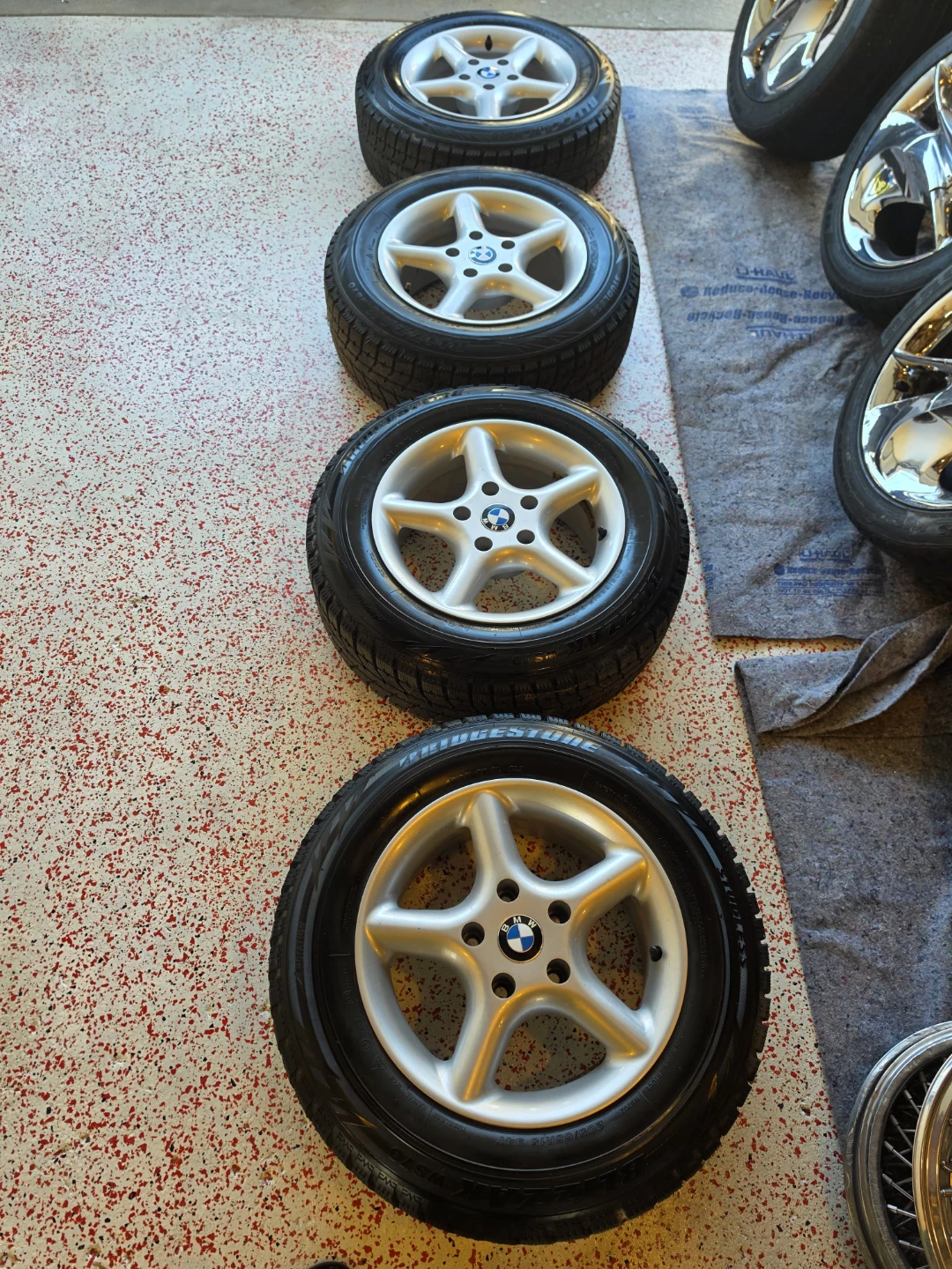 New 15 inch BMW rims wheels new Bridgestone tires 5x120 - photo 5