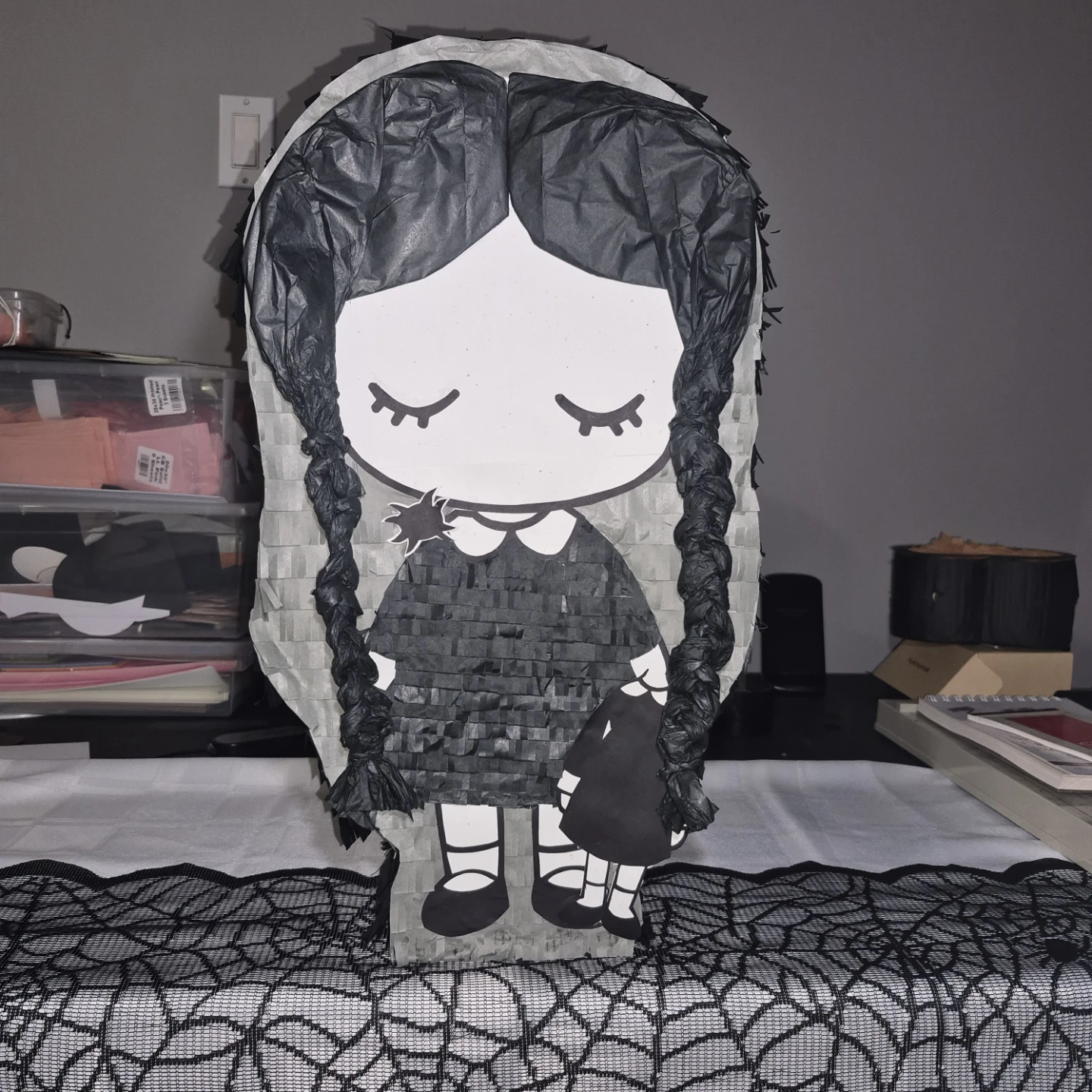 Handmade Halloween Piñata- Wednesday Addams - party-ready
