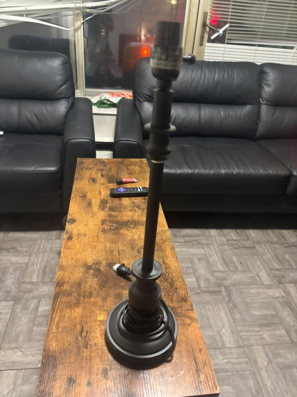 Black Table Lamp with Off-White Shade