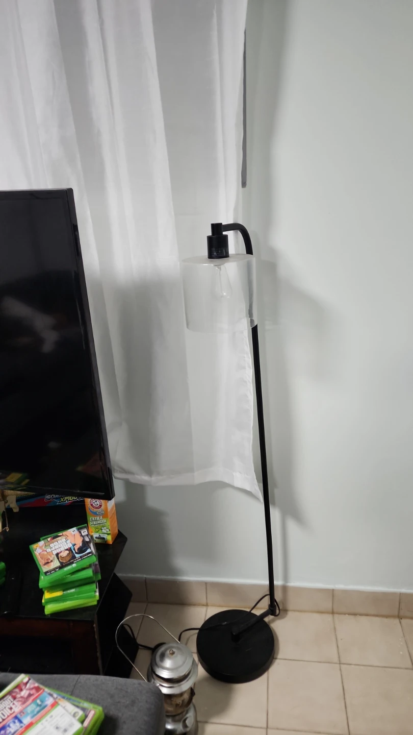 2 Black Metal Floor Lamp with Glass Shade