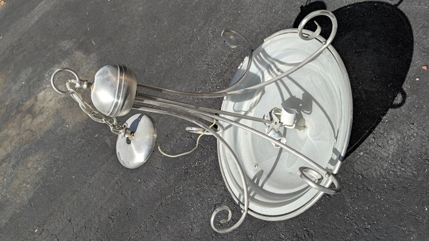 3-light bowl Brushed Nickel Chandelier with Frosted Glass Shade - photo 3