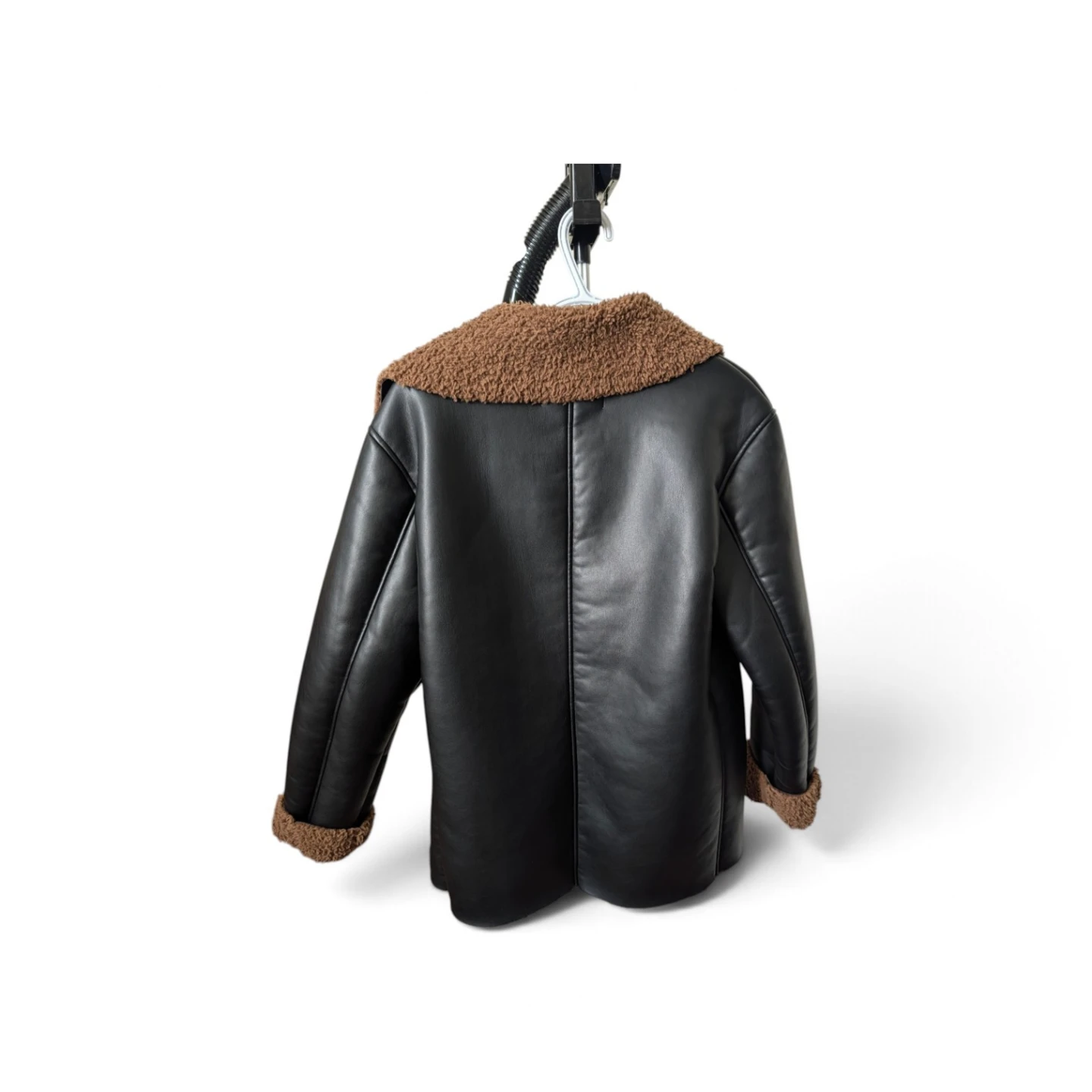 Oak +Fort Black Faux Leather and Shearling Jacket -size S-M - photo 2