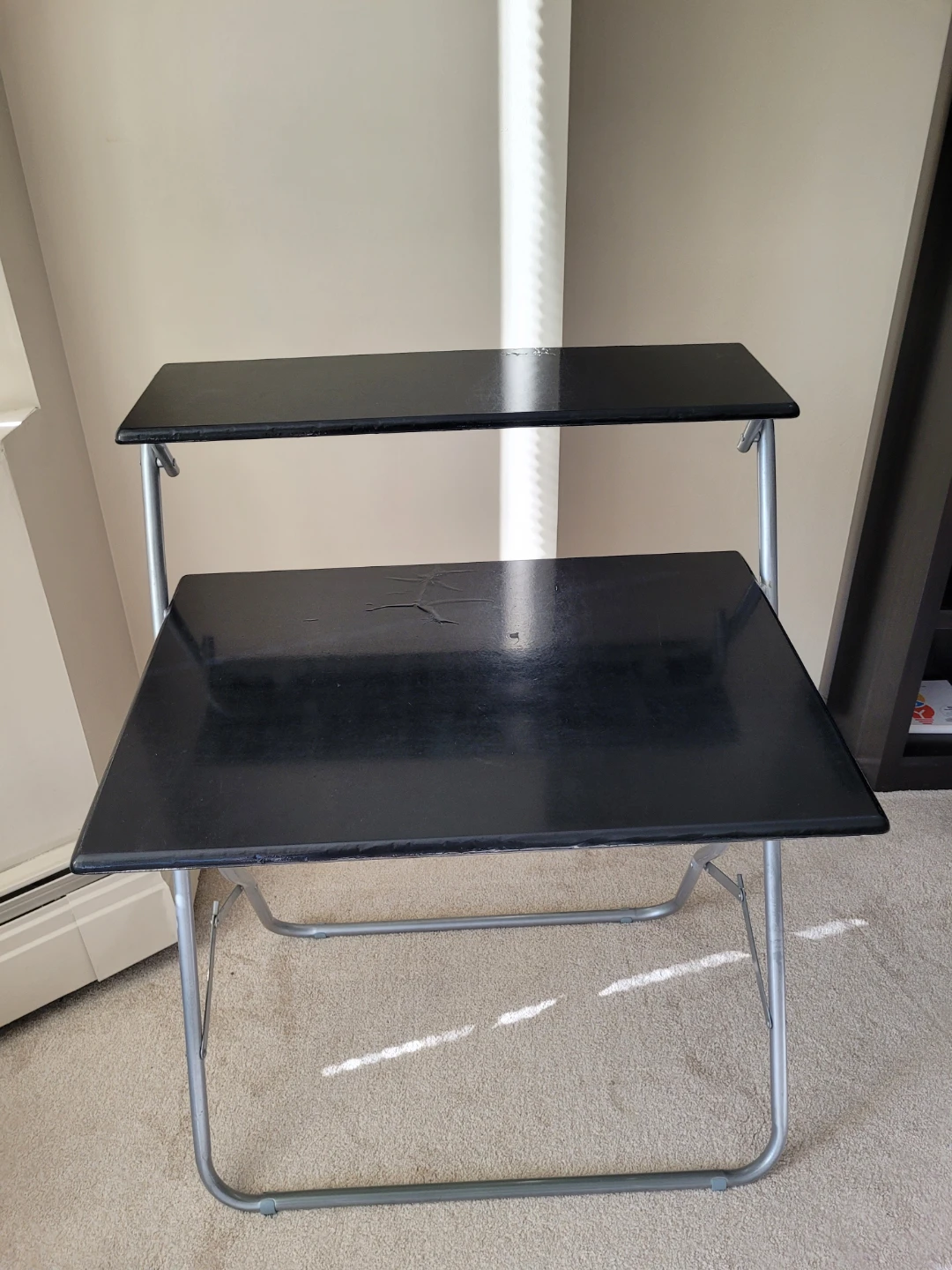 Black Folding Desk with Shelves