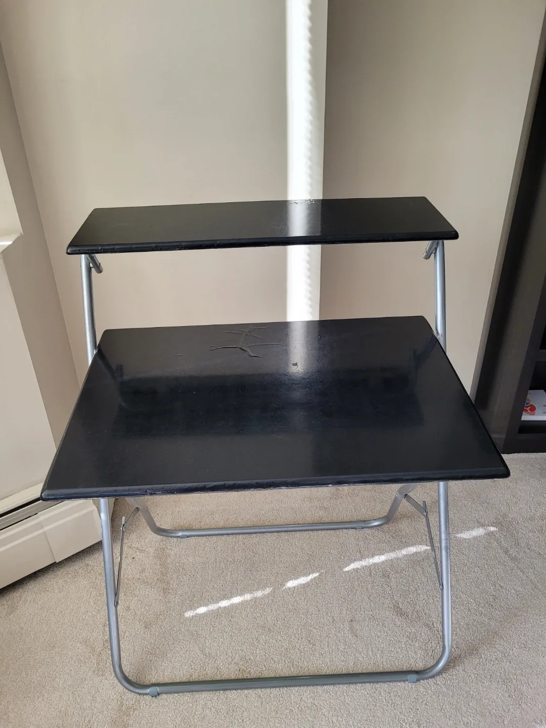 Black Folding Desk with Shelves