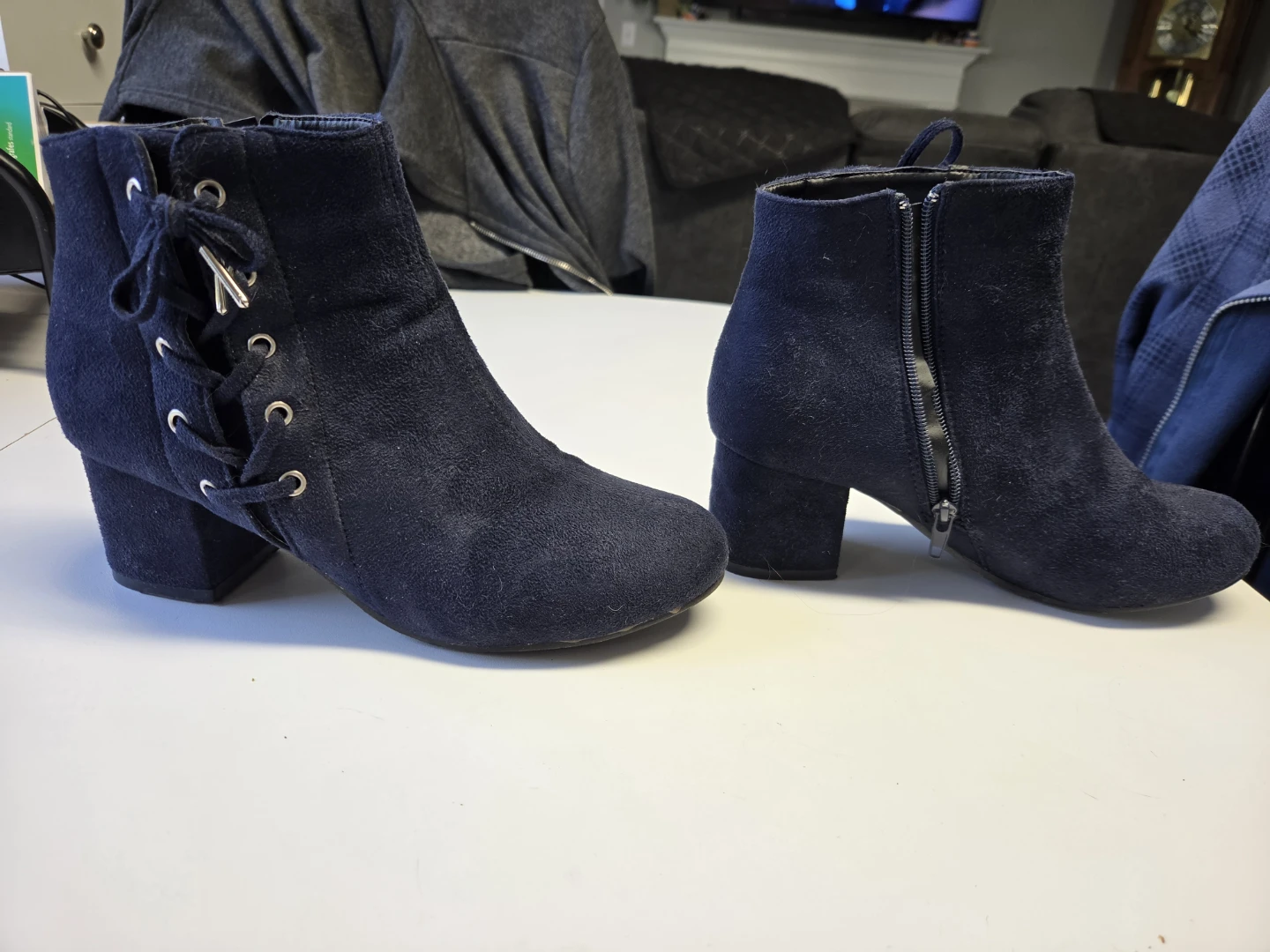 Navy blue lace-up ankle boots - photo 3