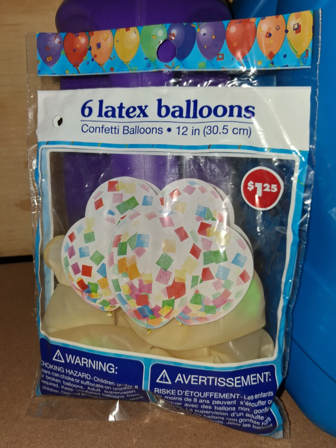 6 Pack Confetti Latex Balloons