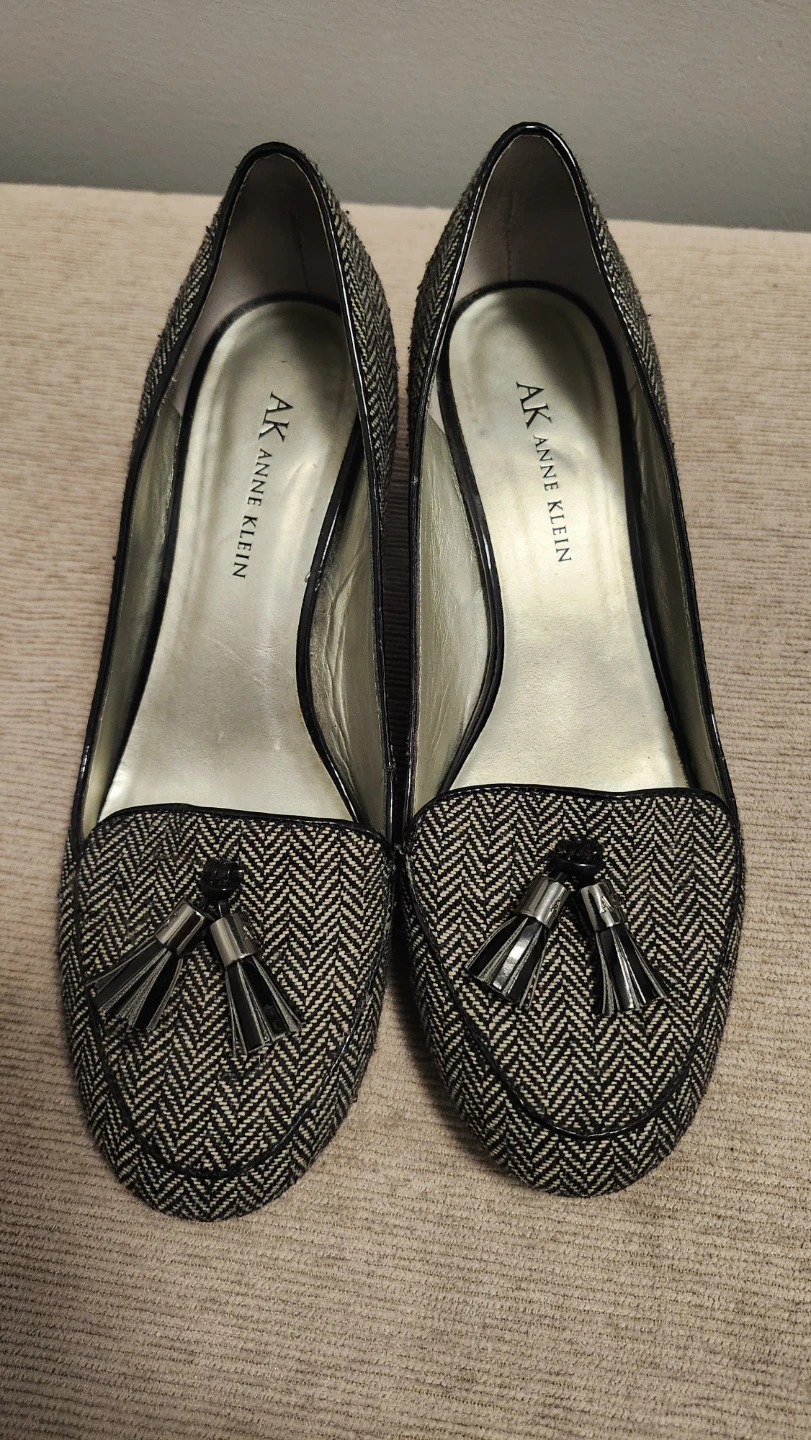 Anne Klein Herringbone Tassel Heels