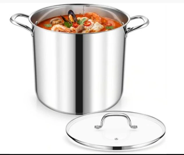 16qt Stainless Steel Stock Pot with Glass Lid