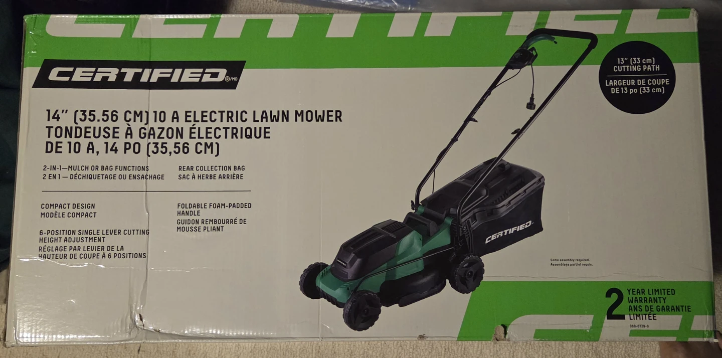 Certified 14" 10A Electric Lawn Mower