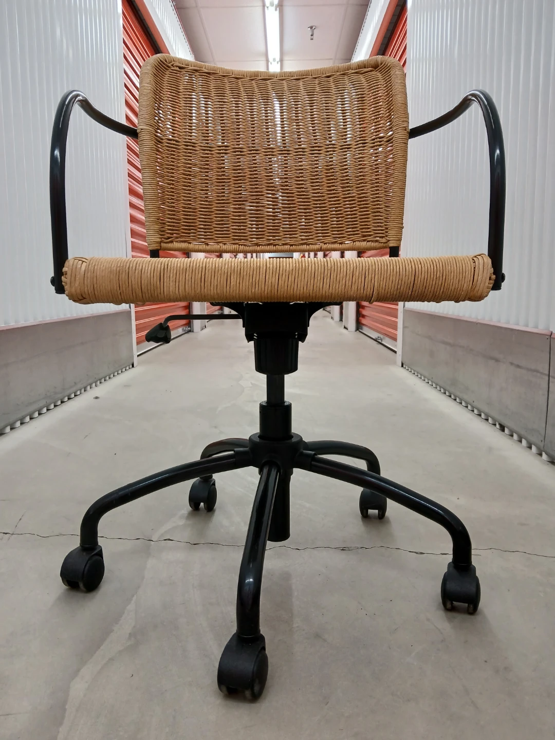 Woven Wicker Rolling Desk Chair - photo 4