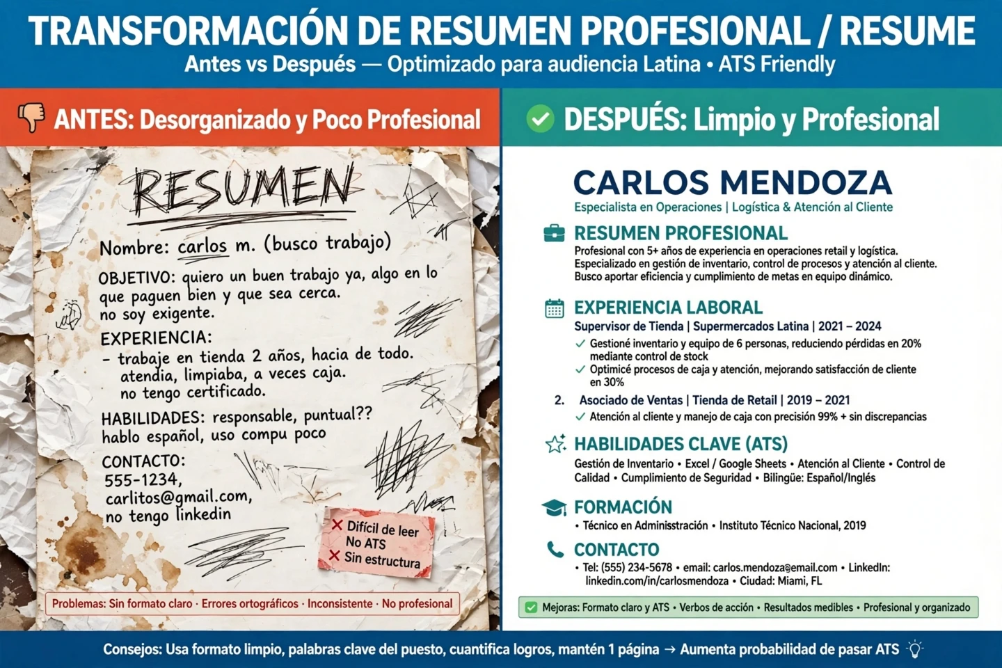 Te hago tu Resume Profesional en Ingles