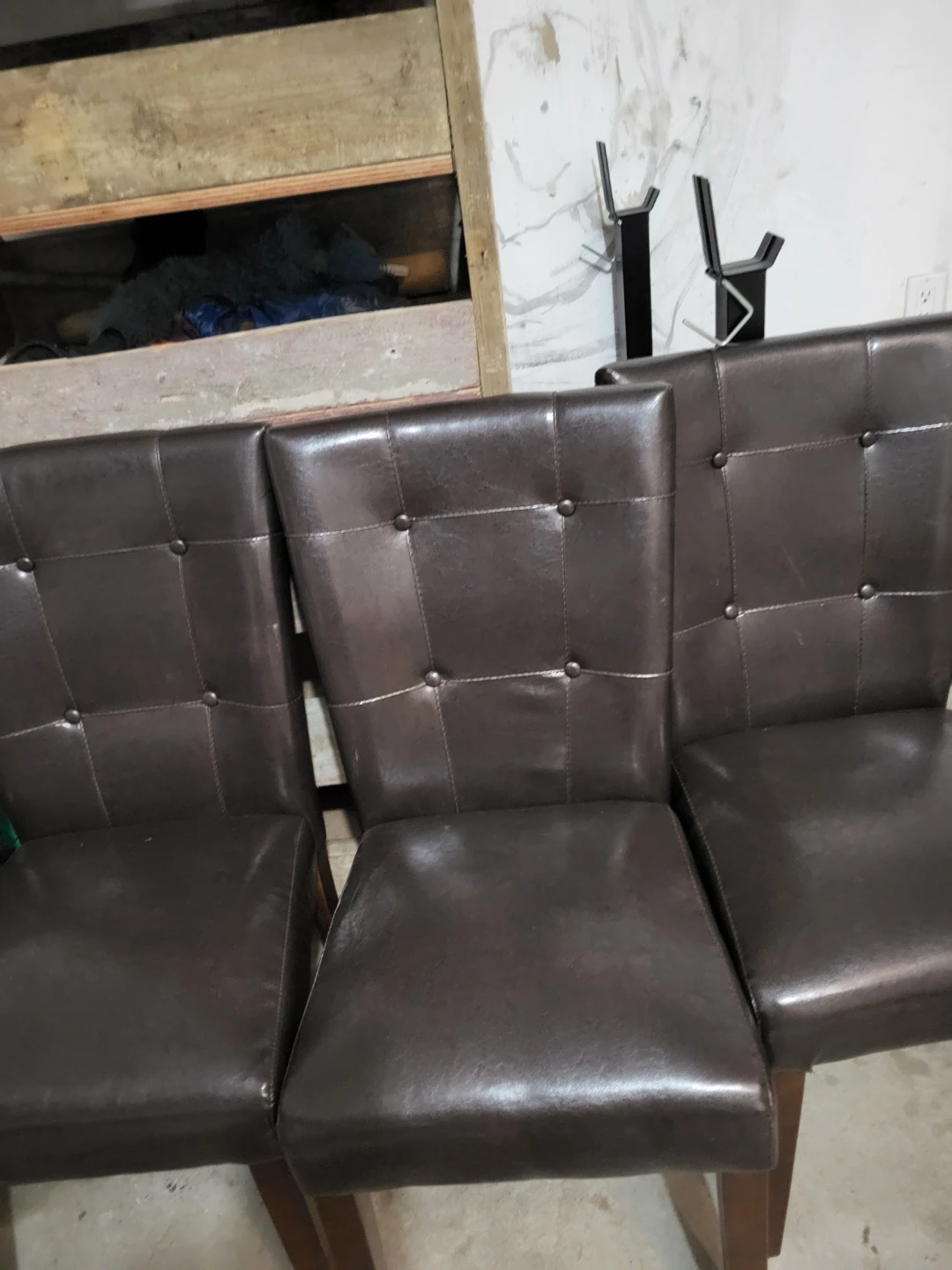 Set of 4 Brown Faux Leather Dining Chairs - photo 3