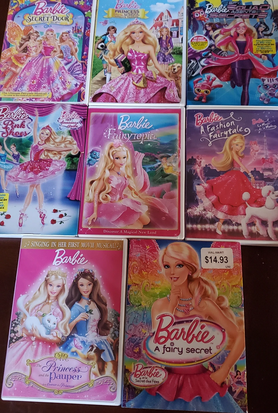 Set of 8 Barbie Movie DVDs