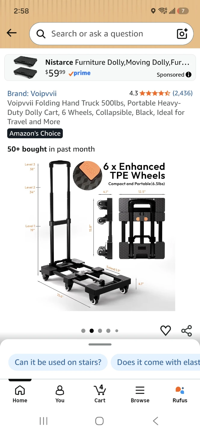 Voipvvii Folding Hand Truck Dolly Cart - photo 4