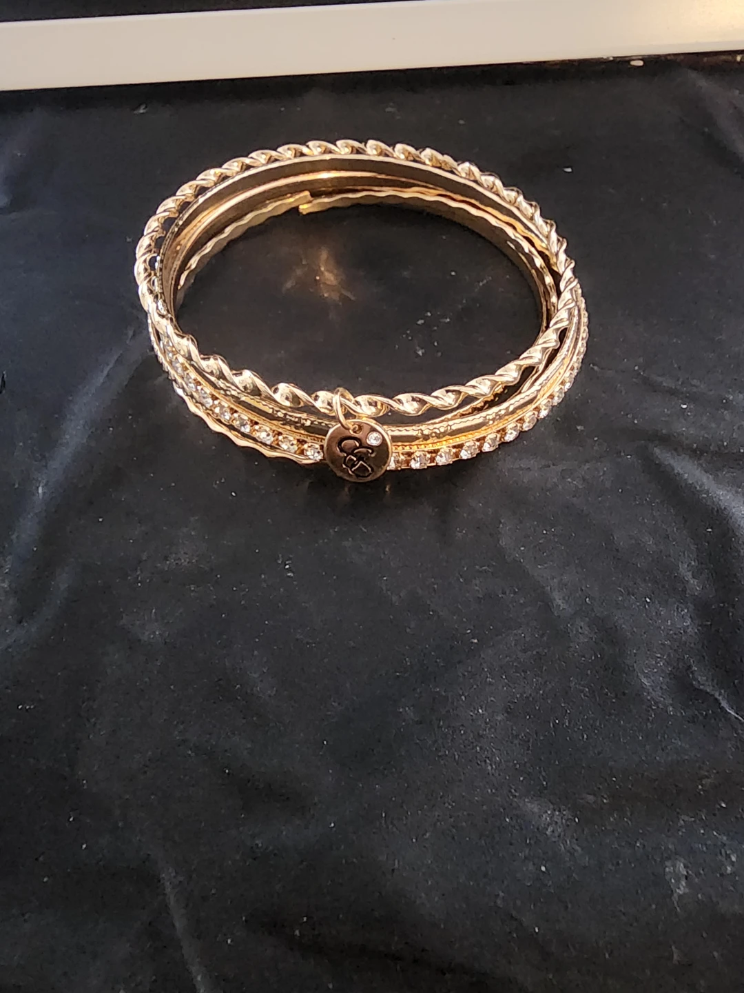 Gold-tone stacking bangle bracelet set