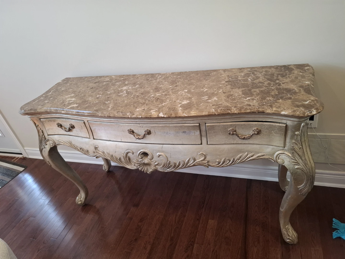 Ornate Console Table with Marble Top
