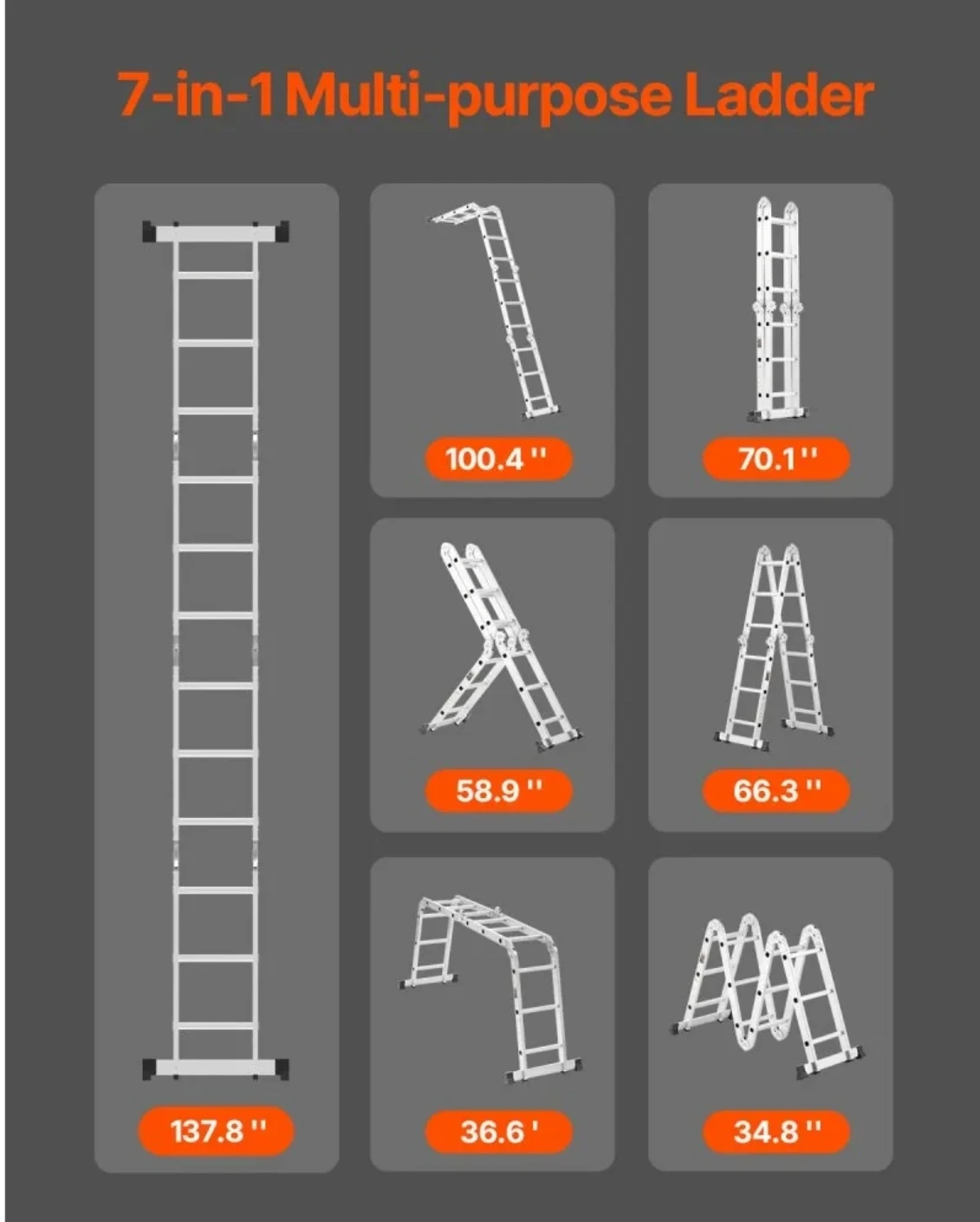 VEVOR Multi-Purpose Folding Ladder 12FT - photo 3