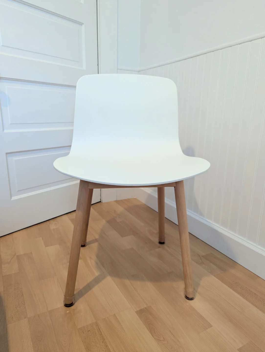 1 Modern White Dining Chair with Light Wooden Legs - photo 2