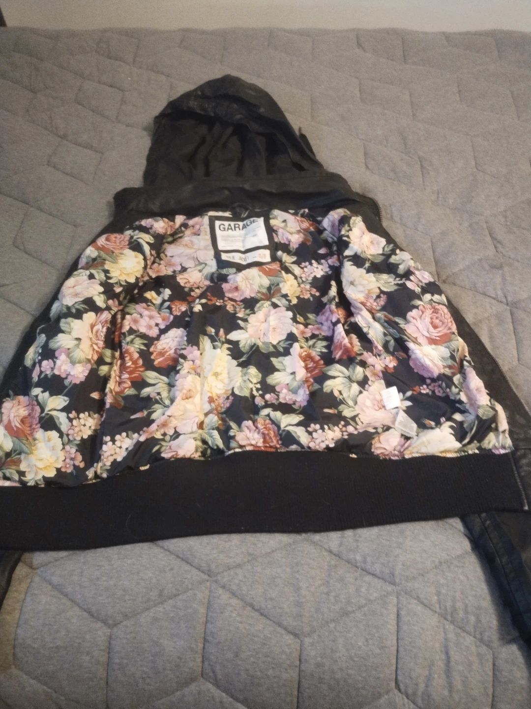 Garage Kylie Faux Leather Hooded Jacket Black (XS) - photo 2