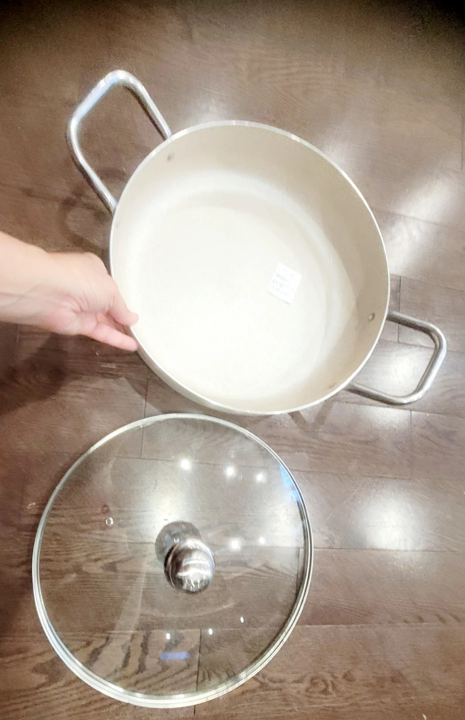 Cream Speckled Cooking Pan with Lid - photo 2