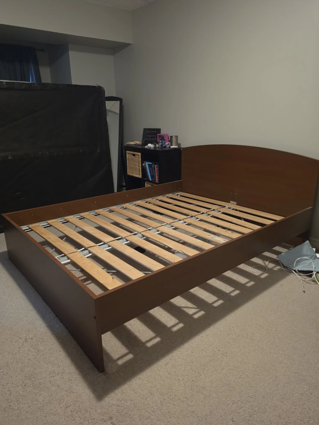 Dark Brown Wooden Bed Frame