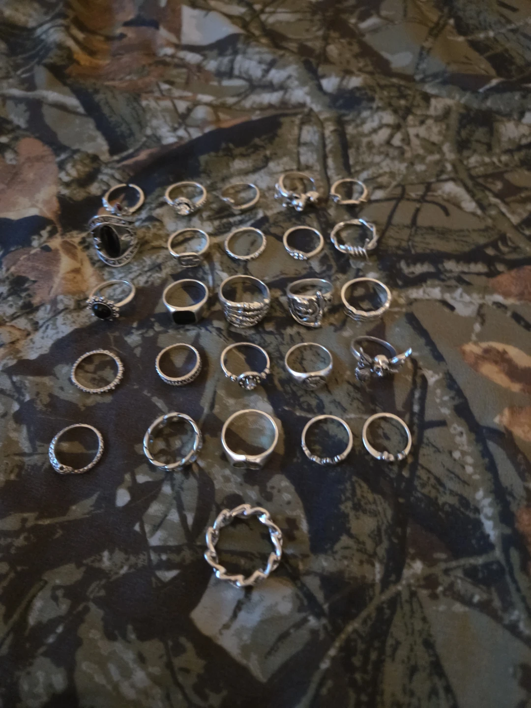 26-Piece Vintage Silver Goth Ring Set - photo 4