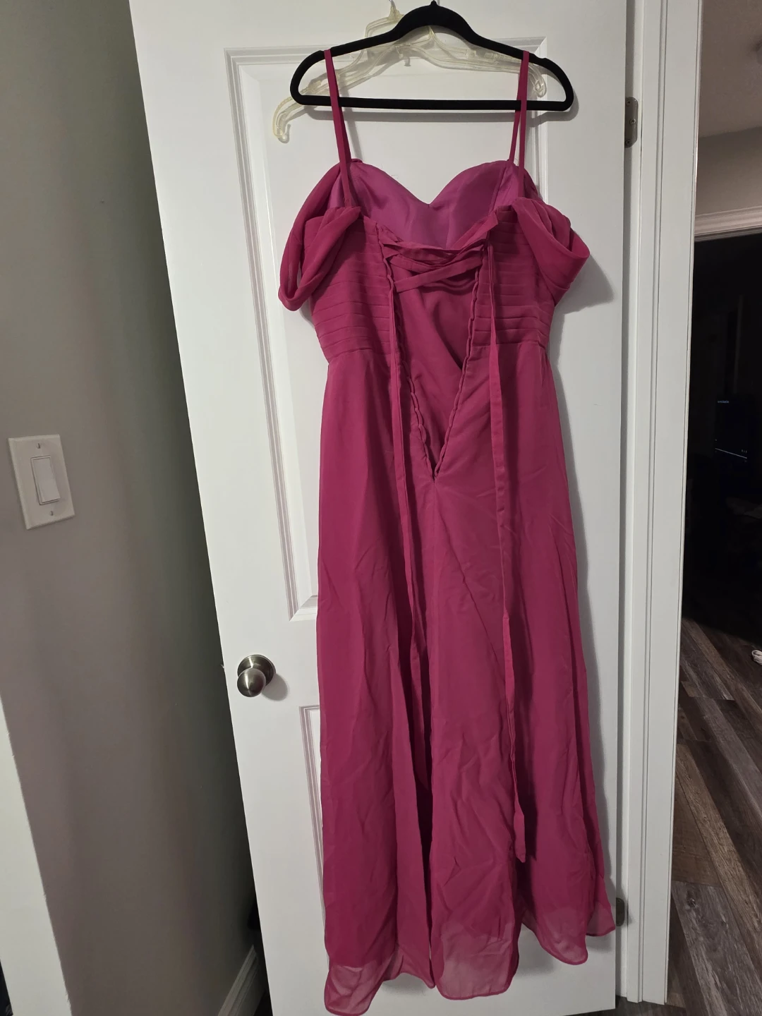 Magenta Chiffon Off-Shoulder Formal Gown - photo 3