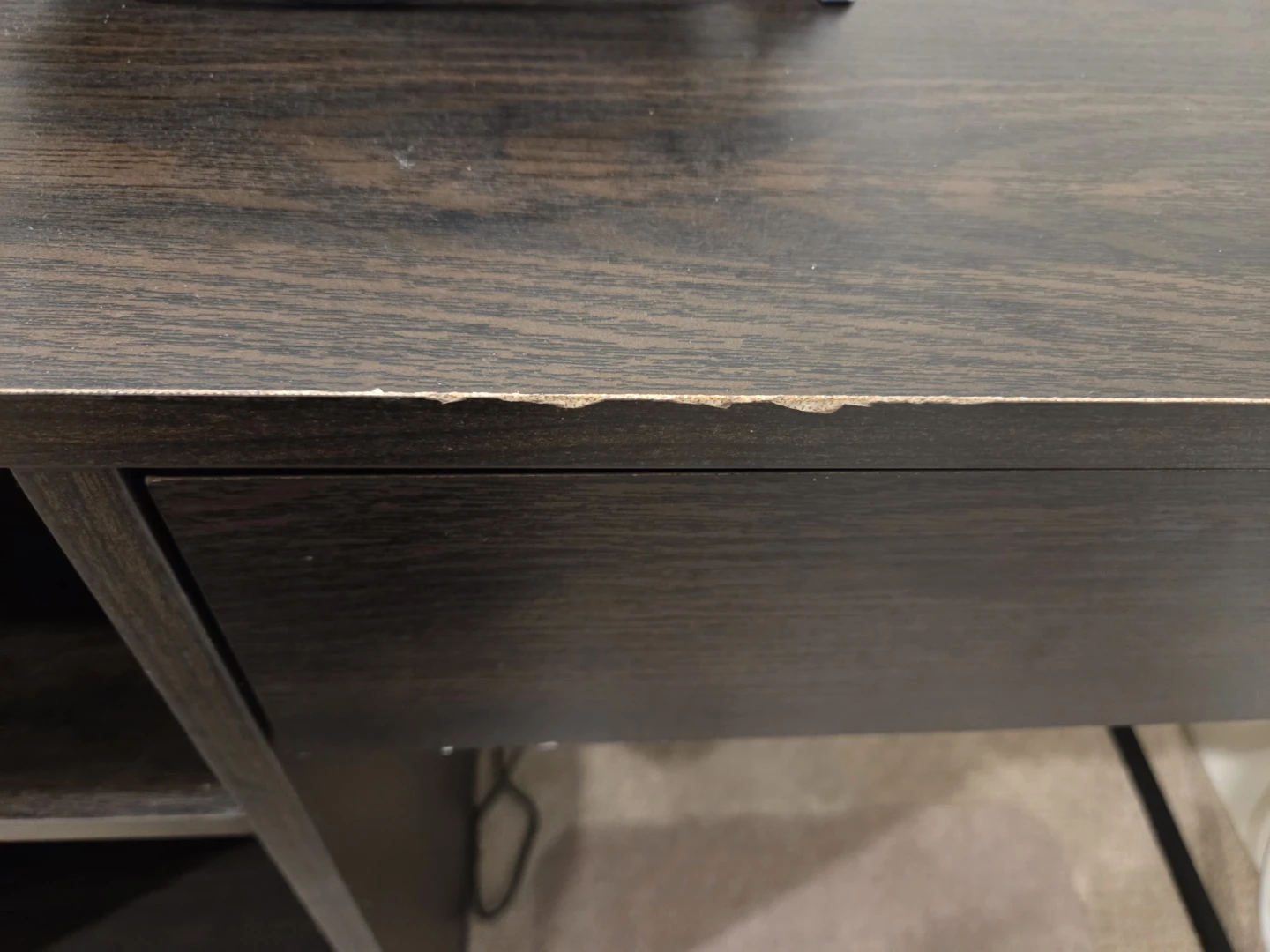 Dark wood computer desk with storage and chair - photo 5