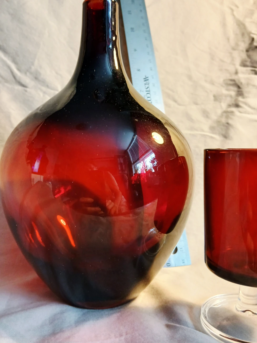 Vintage Dark Red Glass Decanter - photo 4
