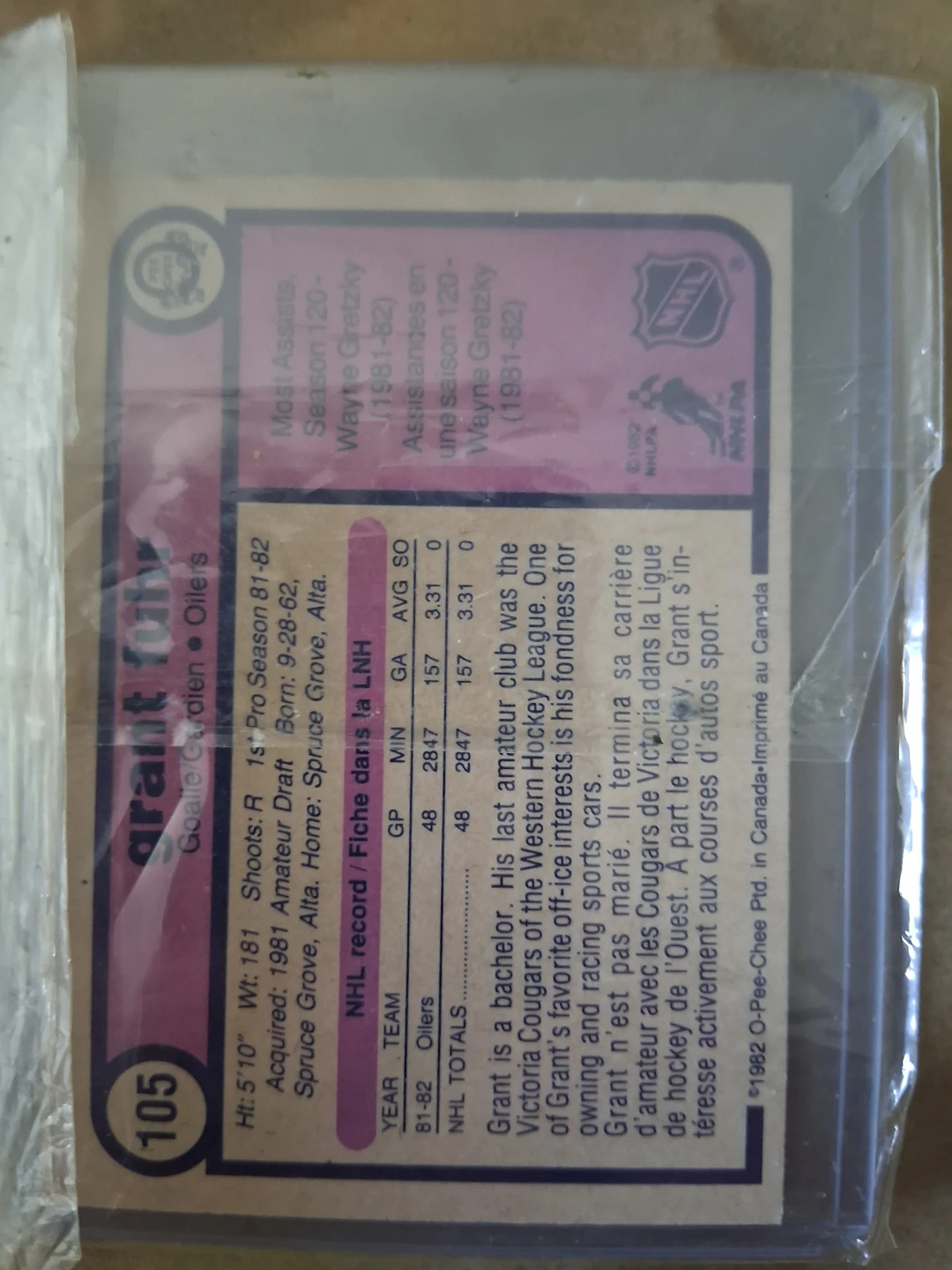 1982 O-Pee-Chee Grant Fuhr Rookie Card - photo 2