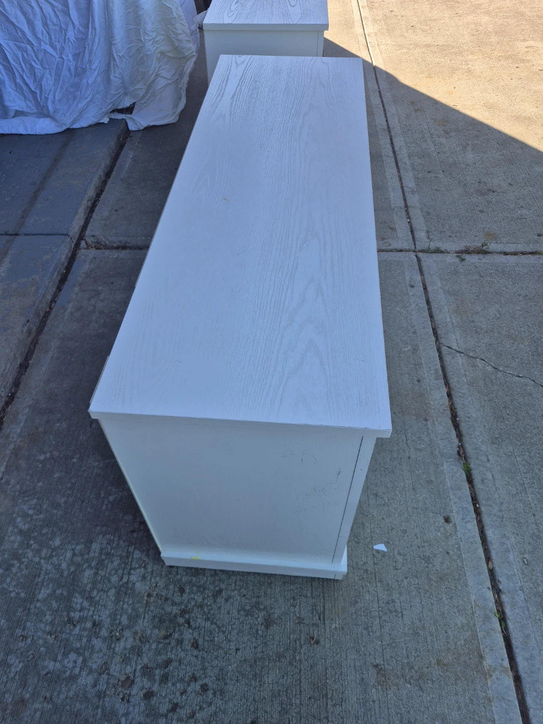 Two White Media Console TV Stand - photo 3