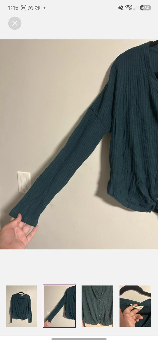 Bluenotes waffle knit button-up top - photo 2