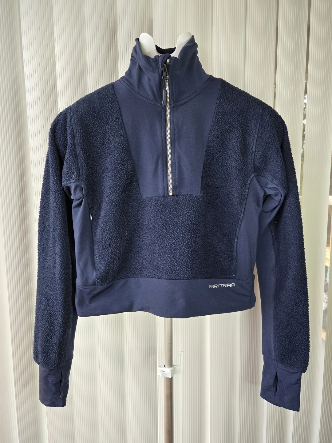 Kari Traa Sigrun Hybrid Navy Half-Zip Fleece - Size XS