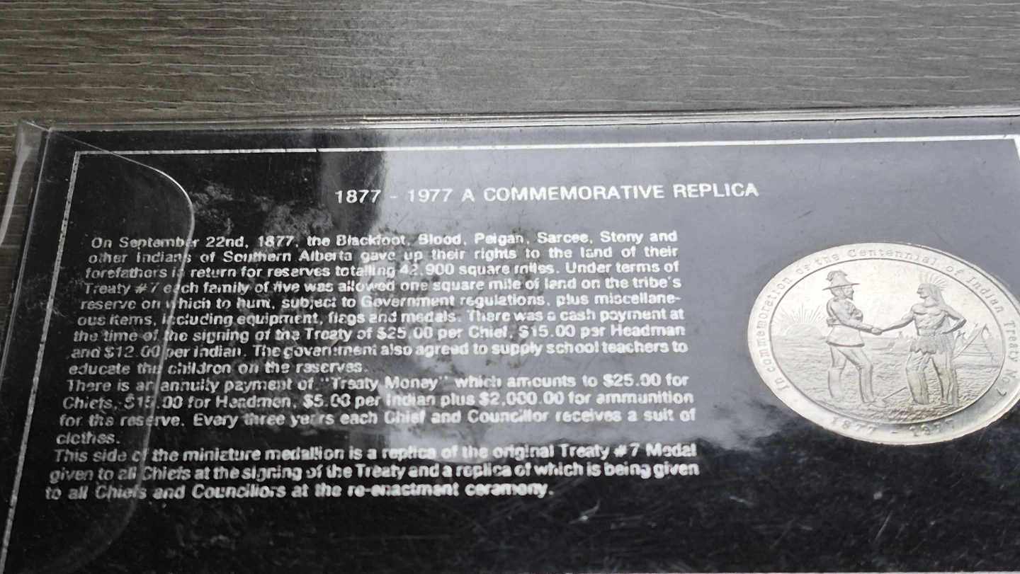 1877-1977 Treaty #7 Commemorative Replica Medallion - photo 4