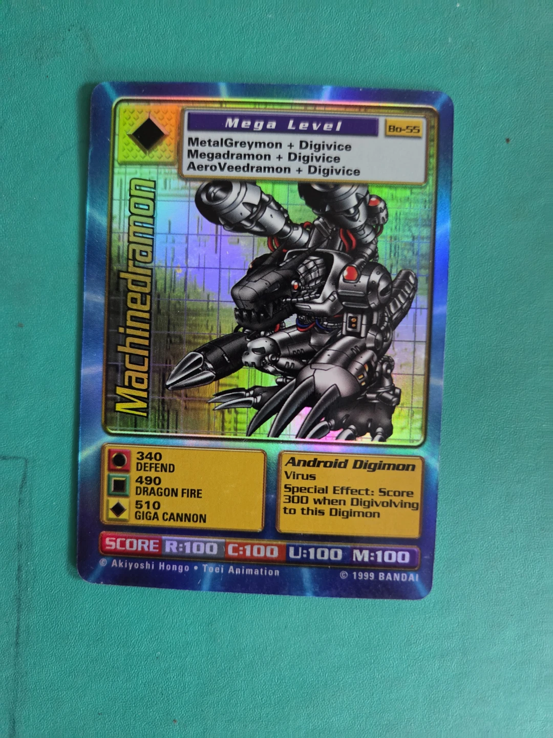 1999 Bandai Digimon Machinedramon Bo-55 Card