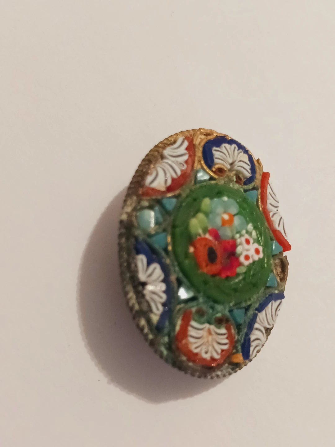 Beautiful Vintage Italian Micro Mosaic Floral Brooch - photo 4