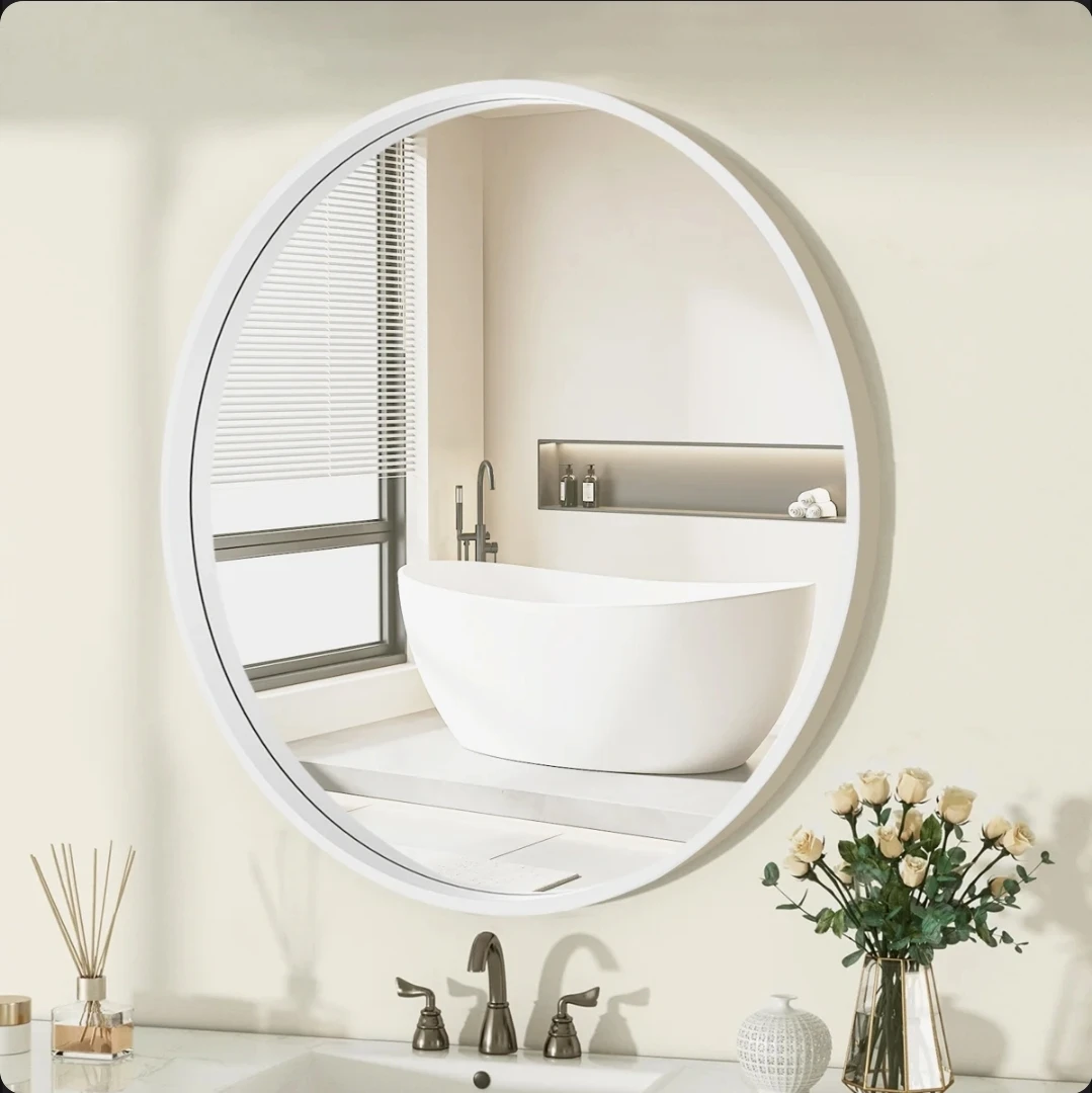 White Round Wall Mirror 24