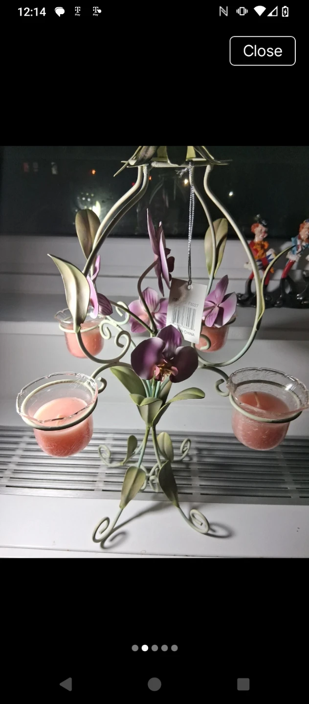 Floral Metal Tea Light Candle Holder - photo 2