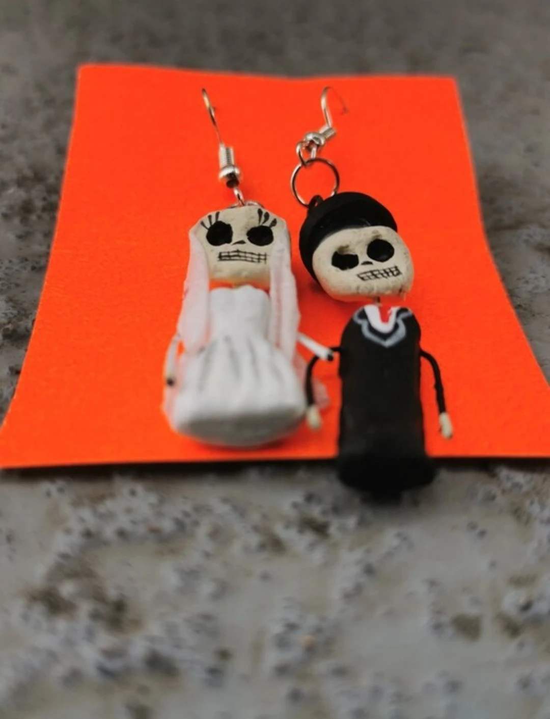 Skeleton Bride & Groom Clay Dangle Earrings - photo 5