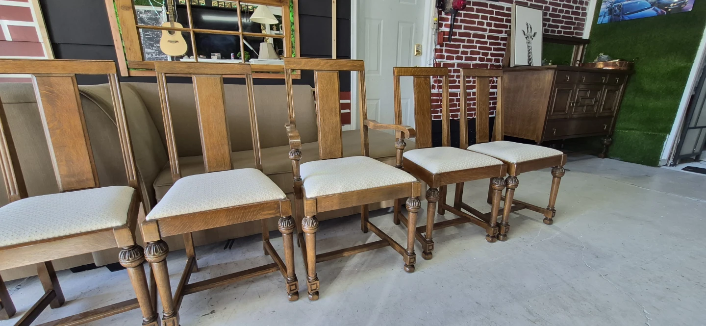 Set of 6 Oak Dining Chairs - photo 5