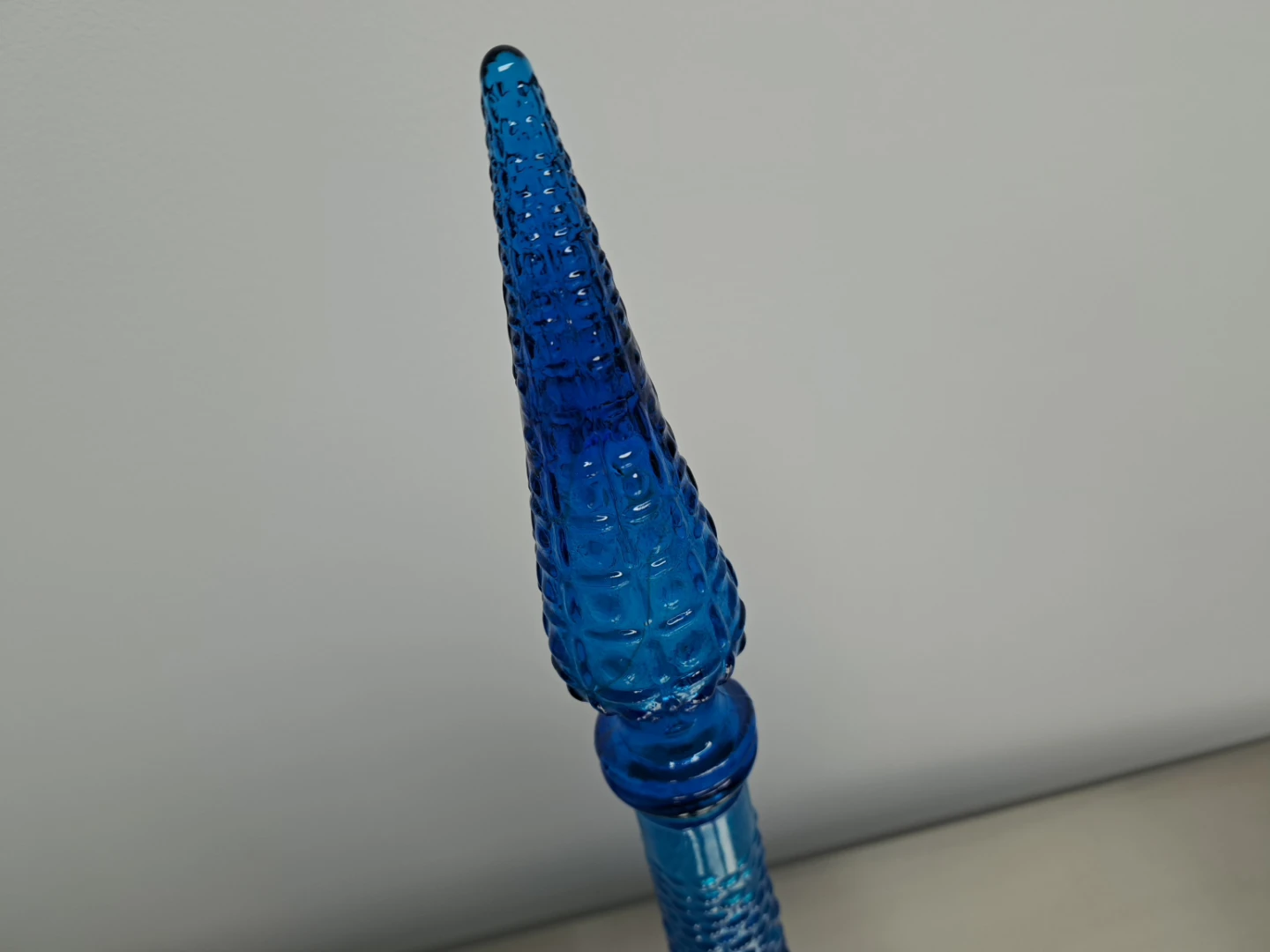 MCM Vintage Blue Hobnail Glass Genie Bottle Decanter - photo 4