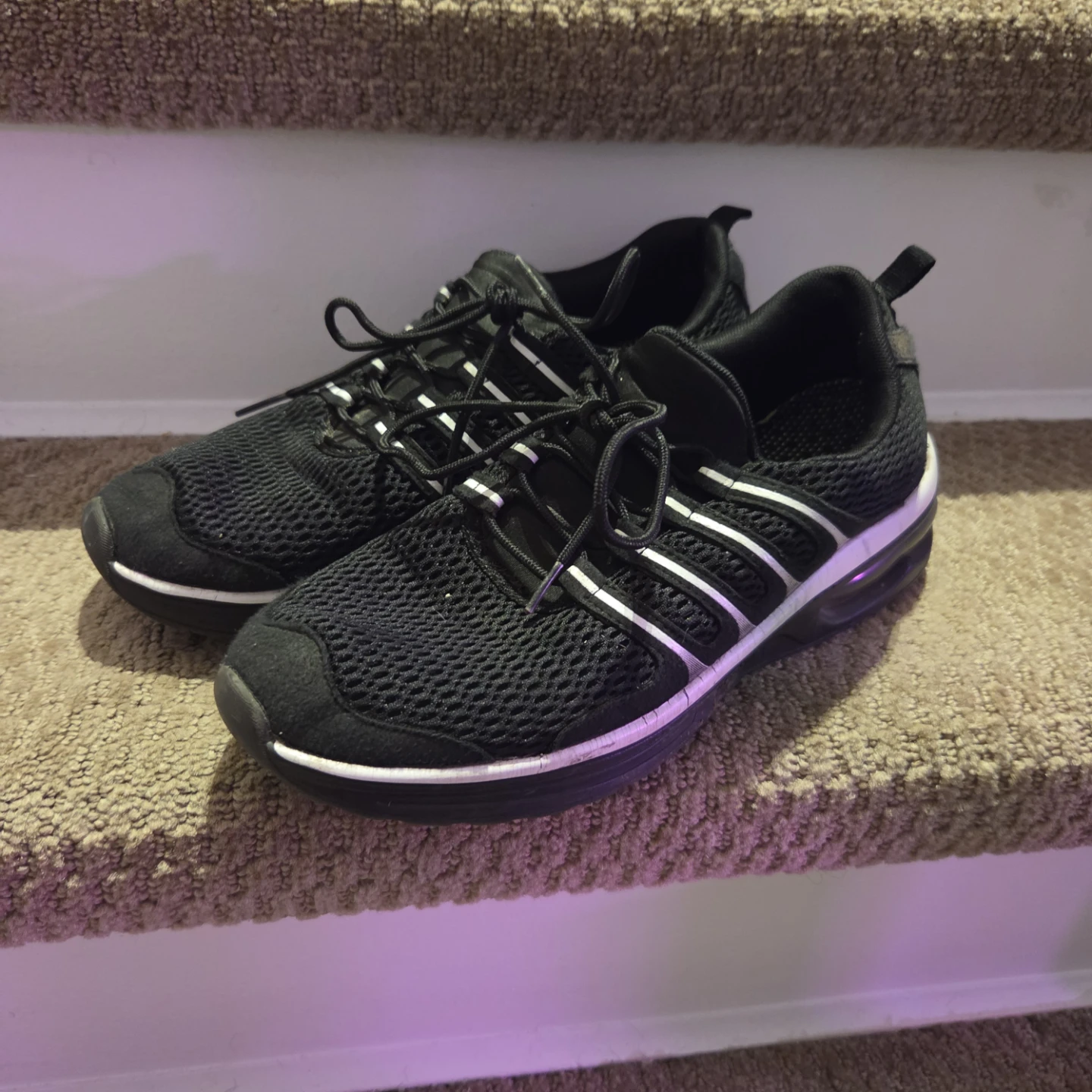 Black and white athletic shoes