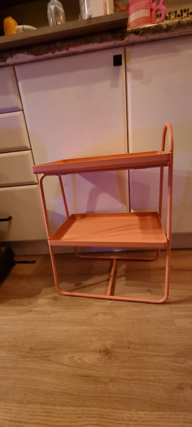 IKEA HATTÅSEN Two-Tier Peach Metal Side Table