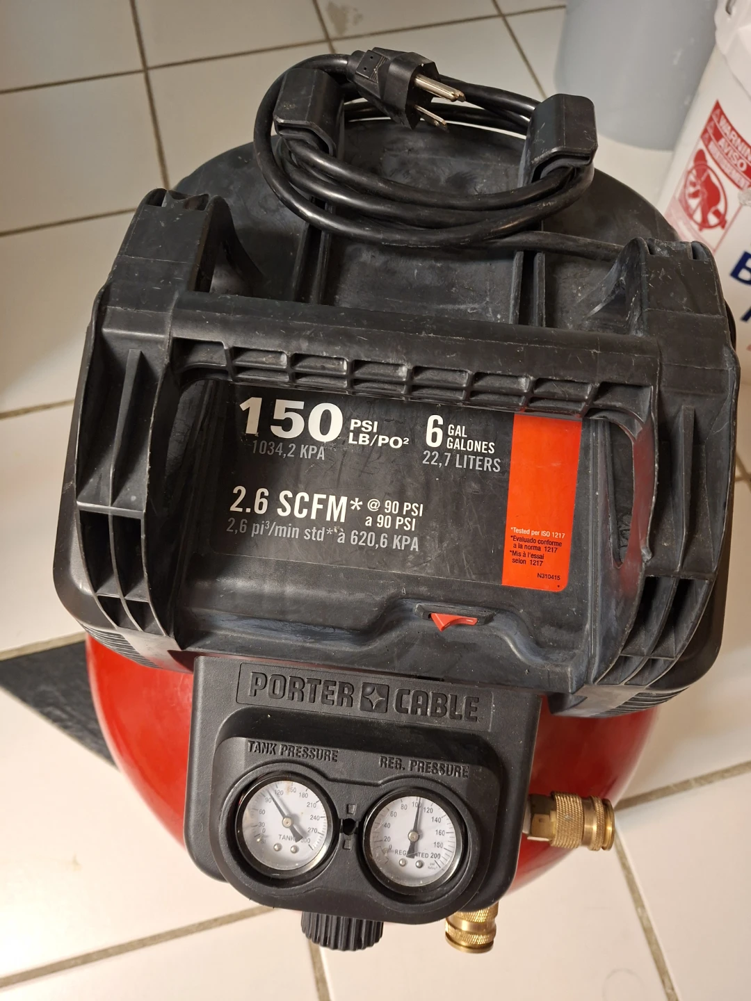Porter-Cable 6 Gallon Air Compressor - photo 2