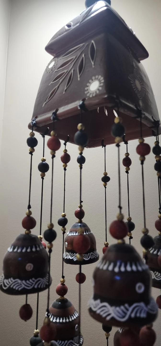 Hand-painted clay bell wind chime